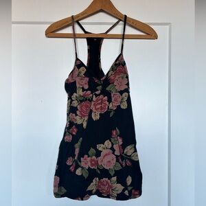 Structured floral racerback Talula tank top black xxs